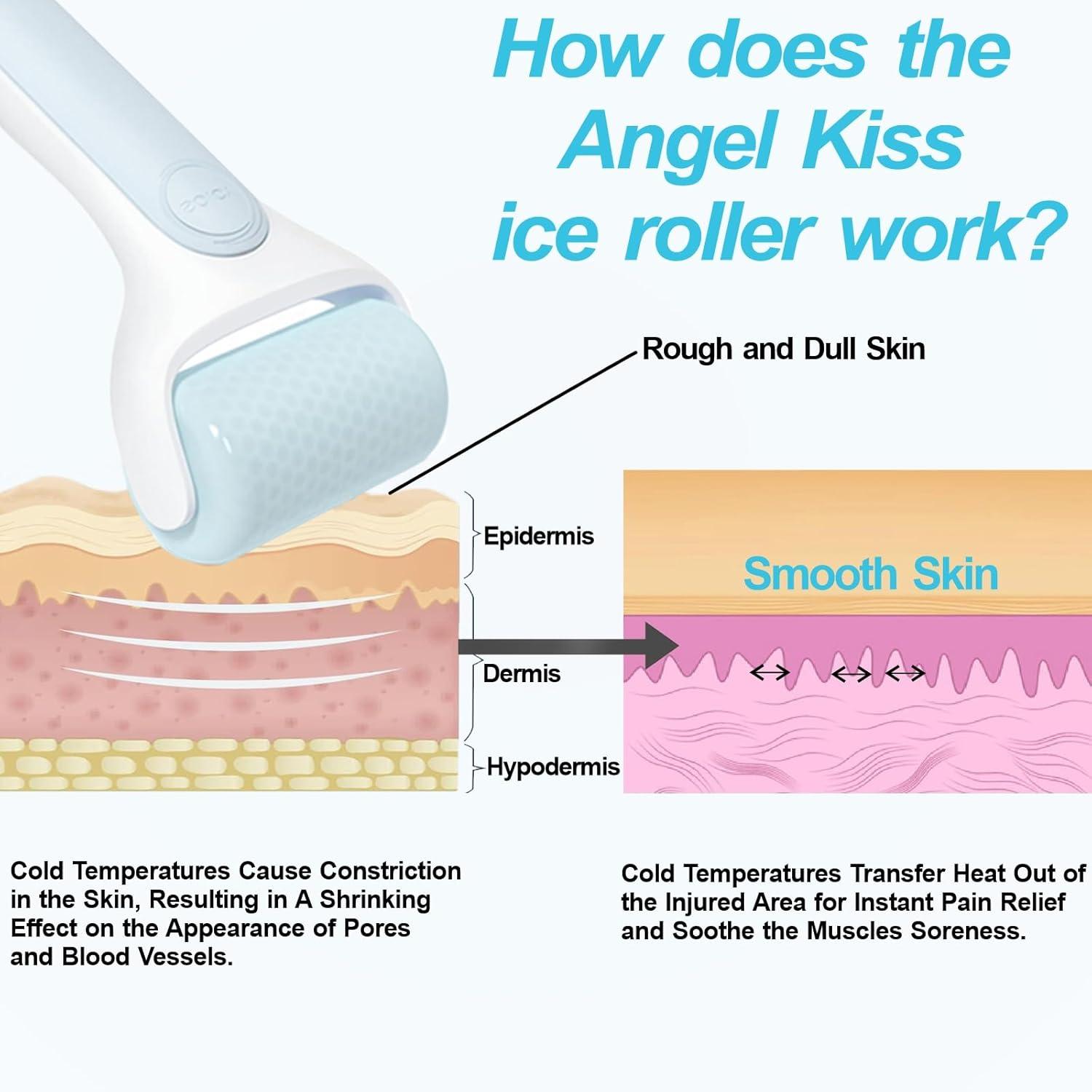 imageAngel Kiss Ice Roller for Face Eye Women Gift Idea Cold Therapy Massager for Reduce Puffiness Redness Dark Circles Tightening Firming Reduce Wrinkles Migraine Pain Relief wPremium Carry CaseBlue Roller