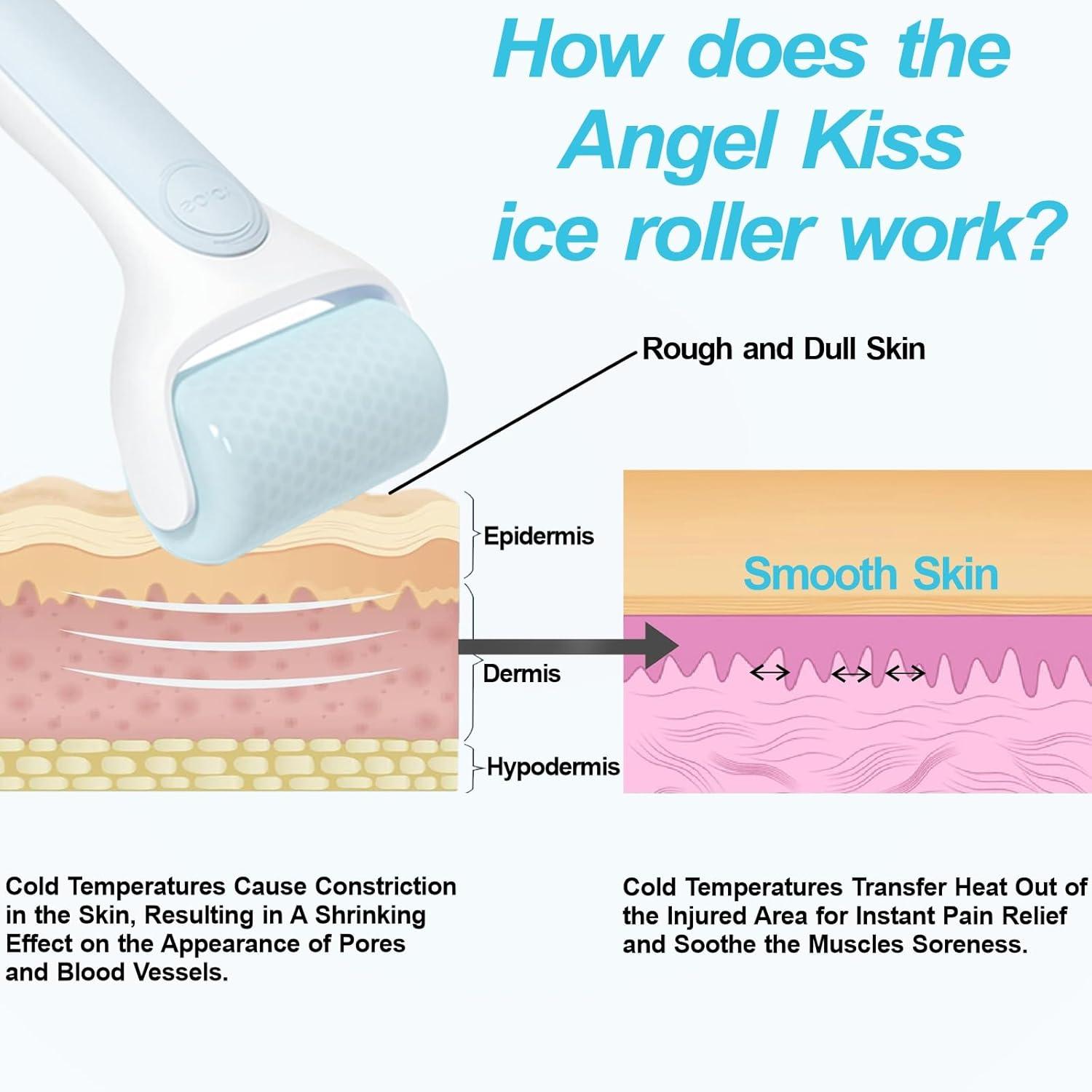 imageAngel Kiss Ice Roller for Face Eye Women Gift Idea Cold Therapy Massager for Reduce Puffiness Redness Dark Circles Tightening Firming Reduce Wrinkles Migraine Pain Relief wPremium Carry CaseBlue Roller