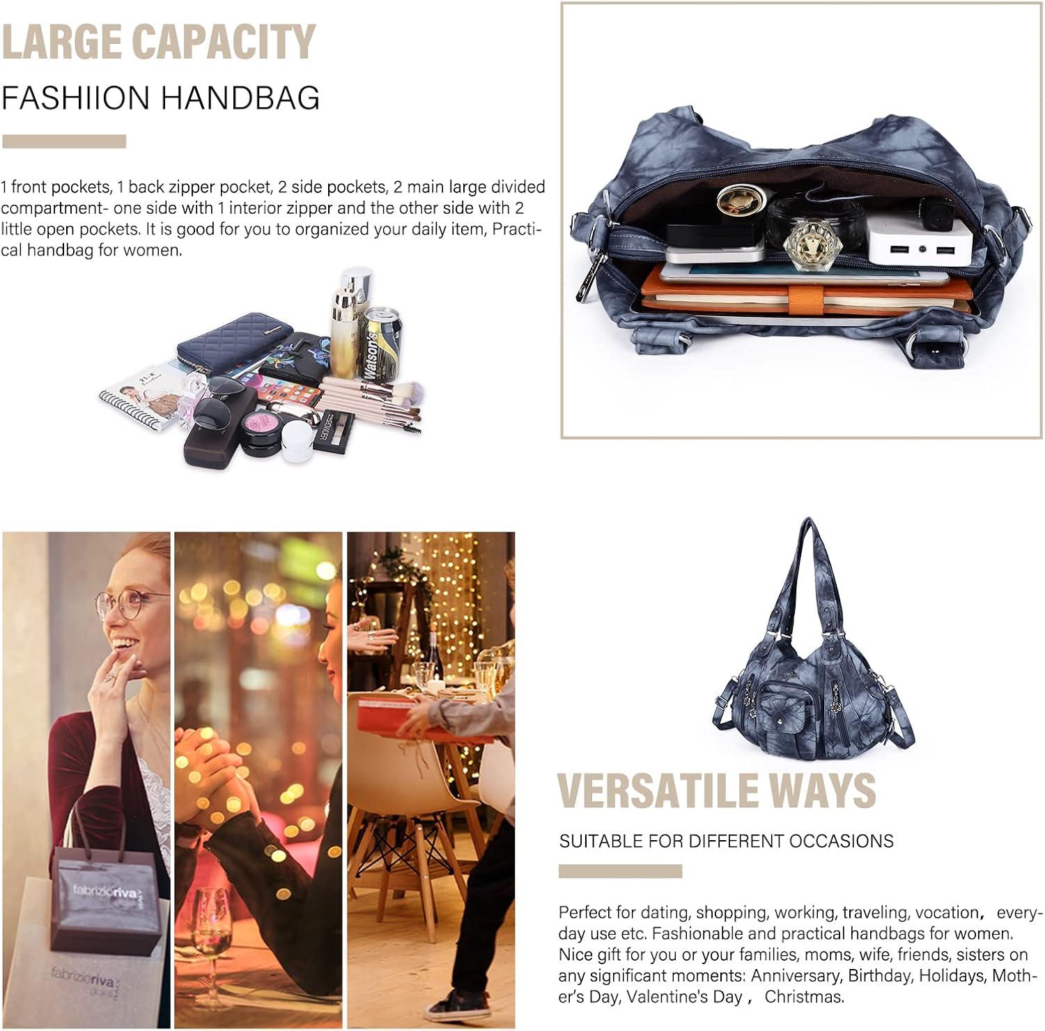 imageAngel Kiss Purses and Handbags for Women Large Tote Bag Soft PU Leather MultiPocket Hobo Shoulder Bags