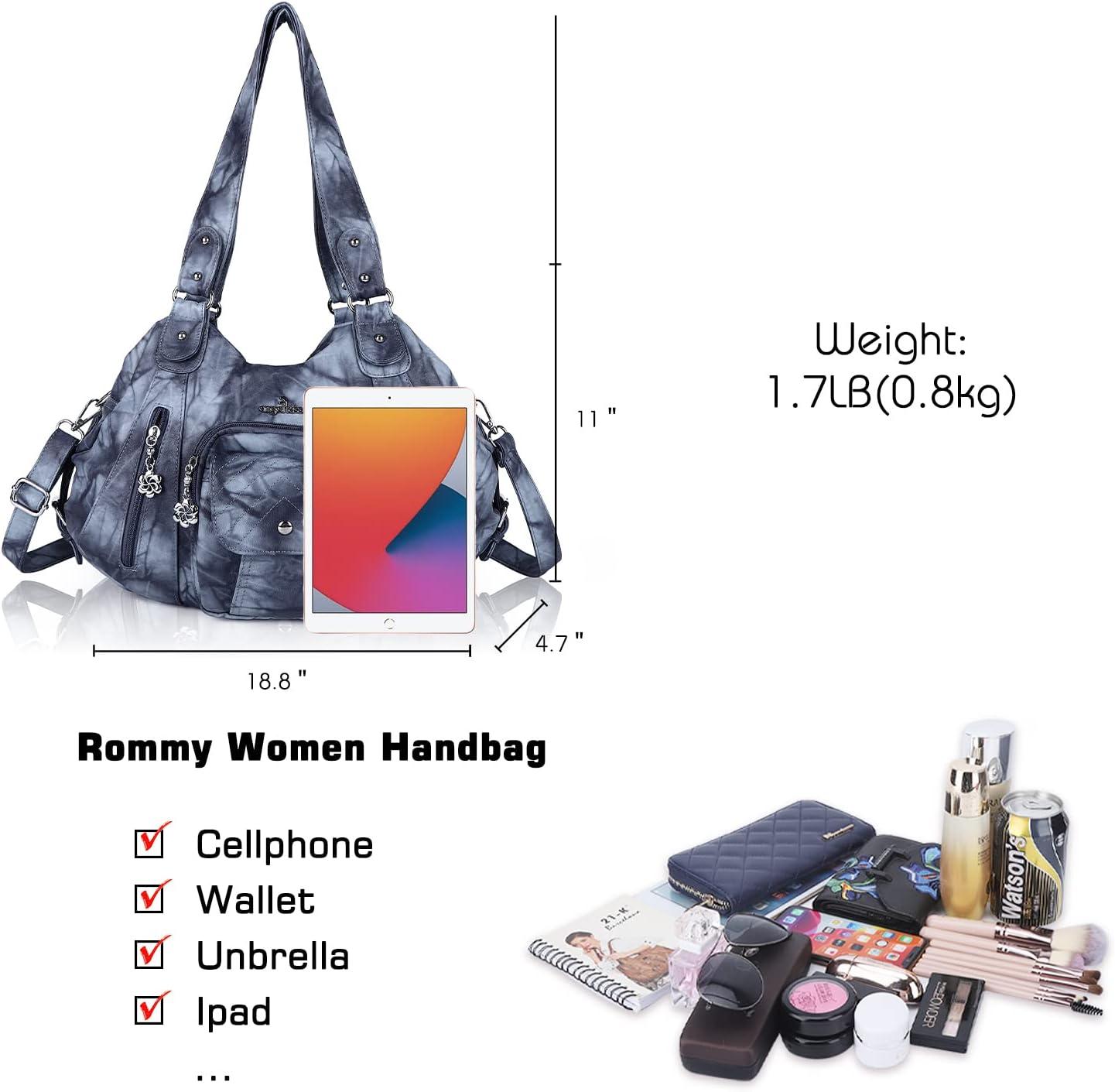 imageAngel Kiss Purses and Handbags for Women Large Tote Bag Soft PU Leather MultiPocket Hobo Shoulder Bags