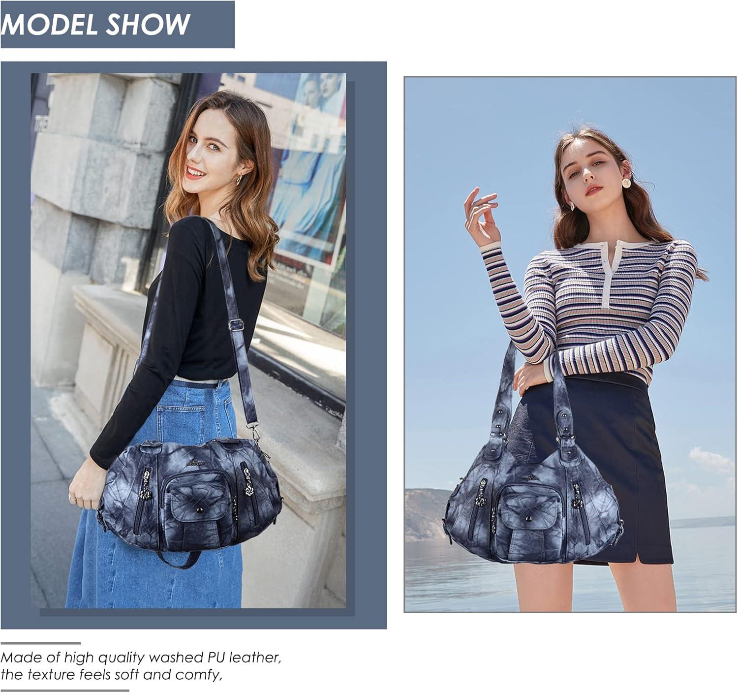 imageAngel Kiss Purses and Handbags for Women Large Tote Bag Soft PU Leather MultiPocket Hobo Shoulder Bags