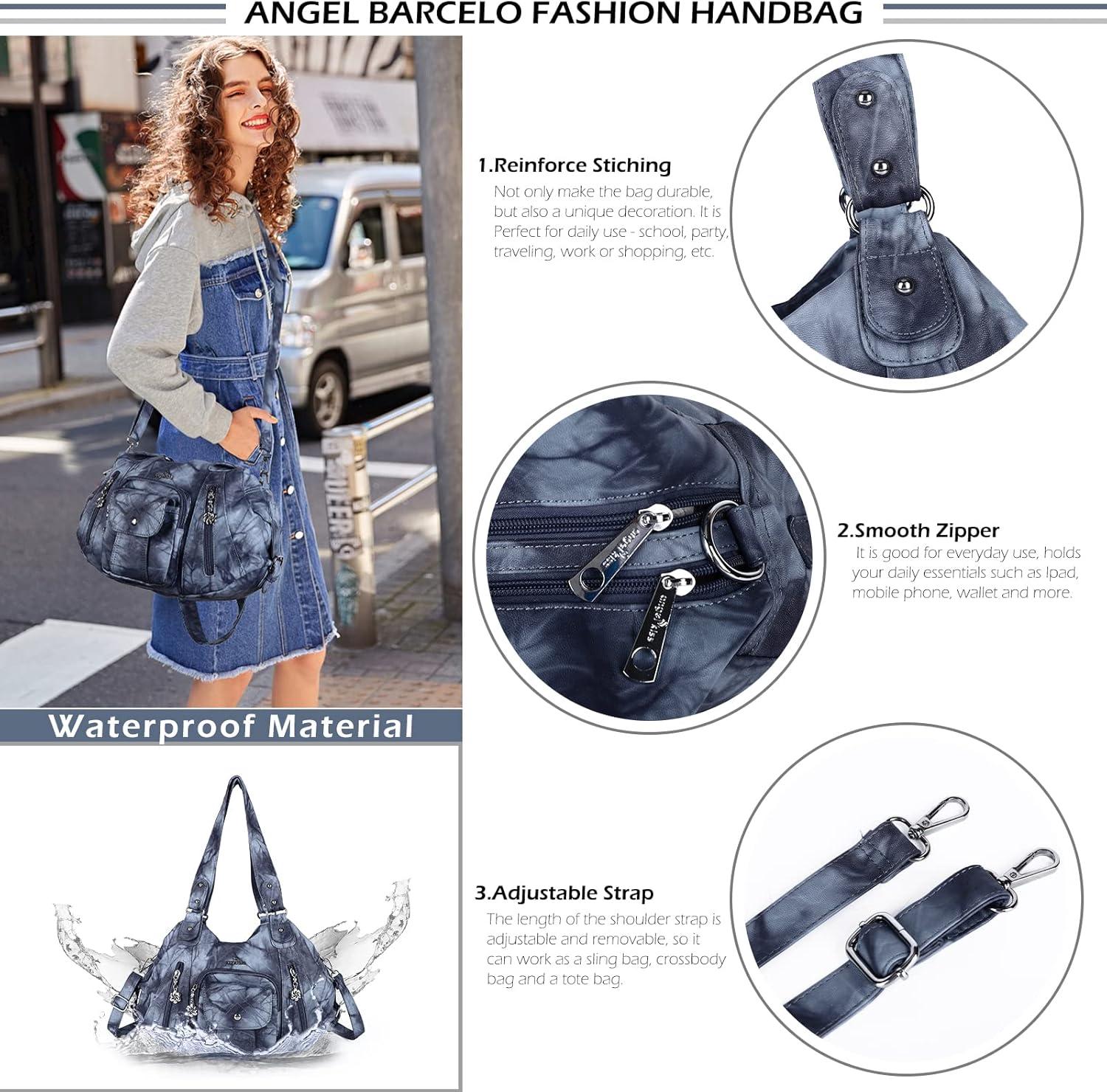 imageAngel Kiss Purses and Handbags for Women Large Tote Bag Soft PU Leather MultiPocket Hobo Shoulder Bags