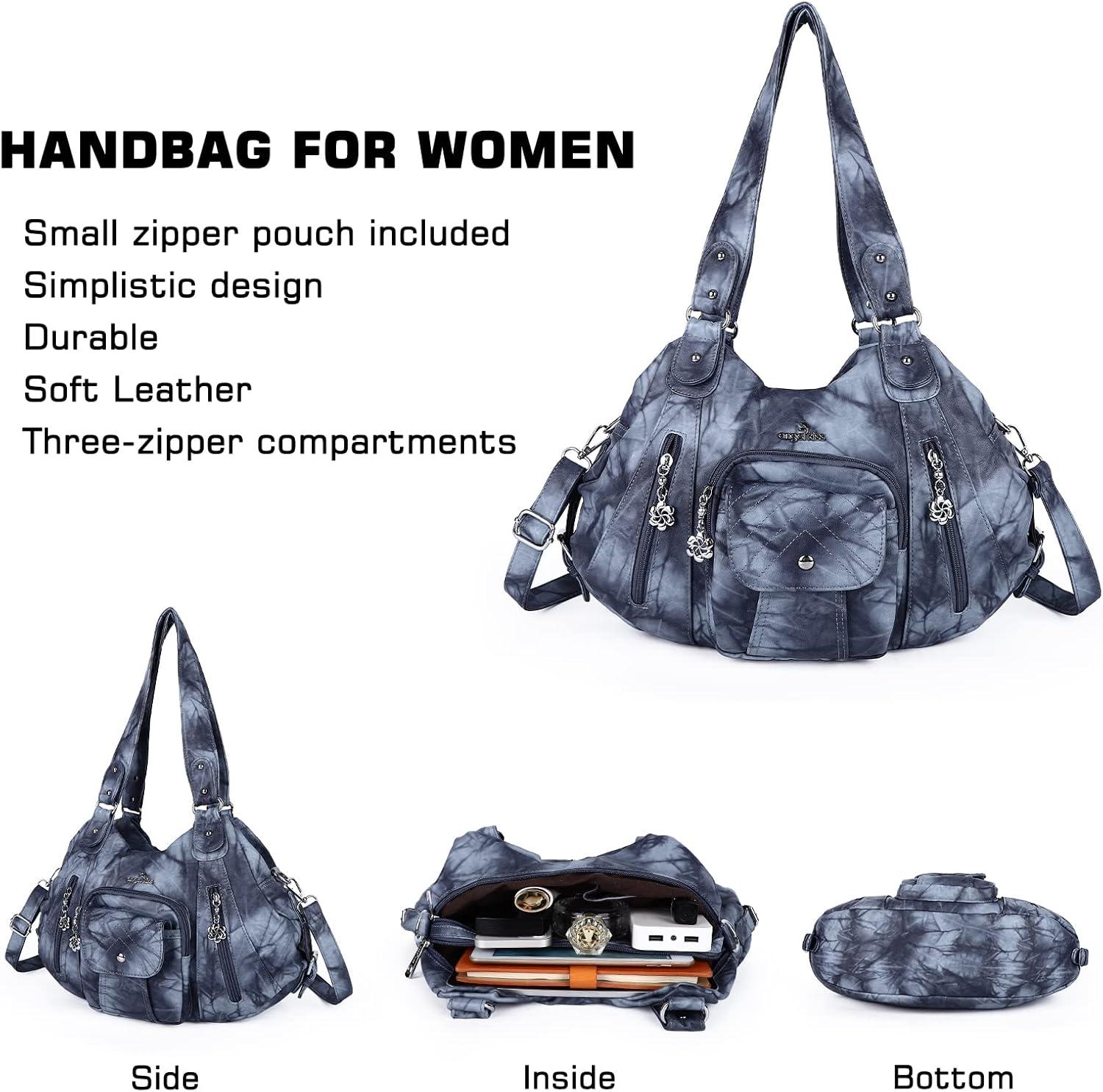 imageAngel Kiss Purses and Handbags for Women Large Tote Bag Soft PU Leather MultiPocket Hobo Shoulder Bags