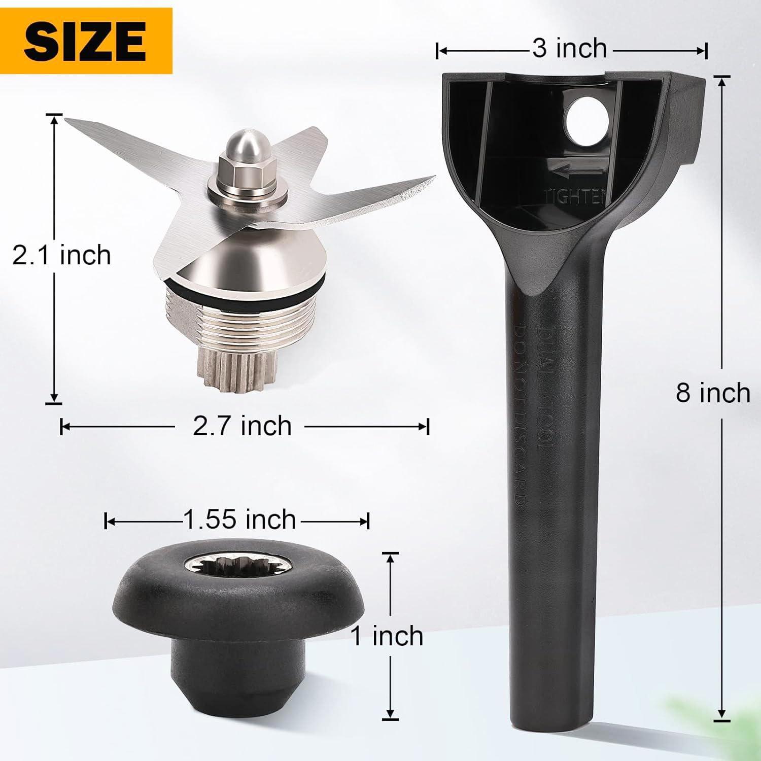 imageBlade Replacement Parts Kit Compatible with Vitamix Blender Wet Blade Replacement Assembly with Wrench and Drive Socket Replacement for Vitamix 64oz and 32oz Container