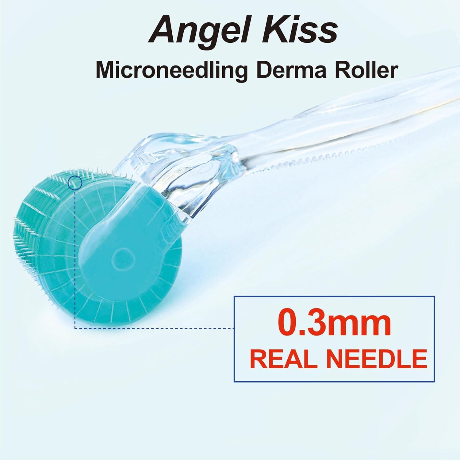 imageDerma Roller Real Needles Angel Kiss 030mm Microneedling Roller with Case 192 Stainless Steel Micro Needling Dermal Kit for Face Scalp Body At Home Microdermabrasion Roller for Women Men