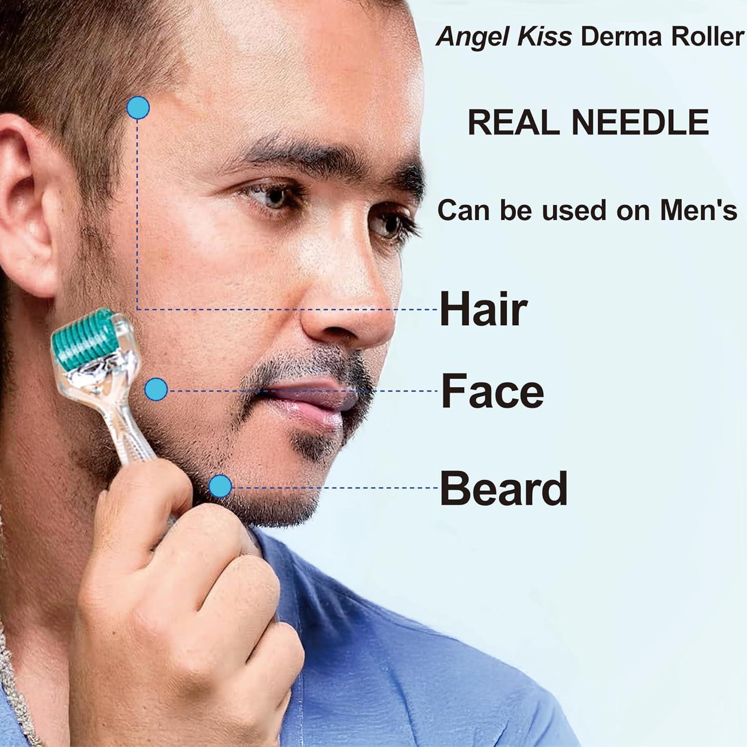 imageDerma Roller Real Needles Angel Kiss 030mm Microneedling Roller with Case 192 Stainless Steel Micro Needling Dermal Kit for Face Scalp Body At Home Microdermabrasion Roller for Women Men