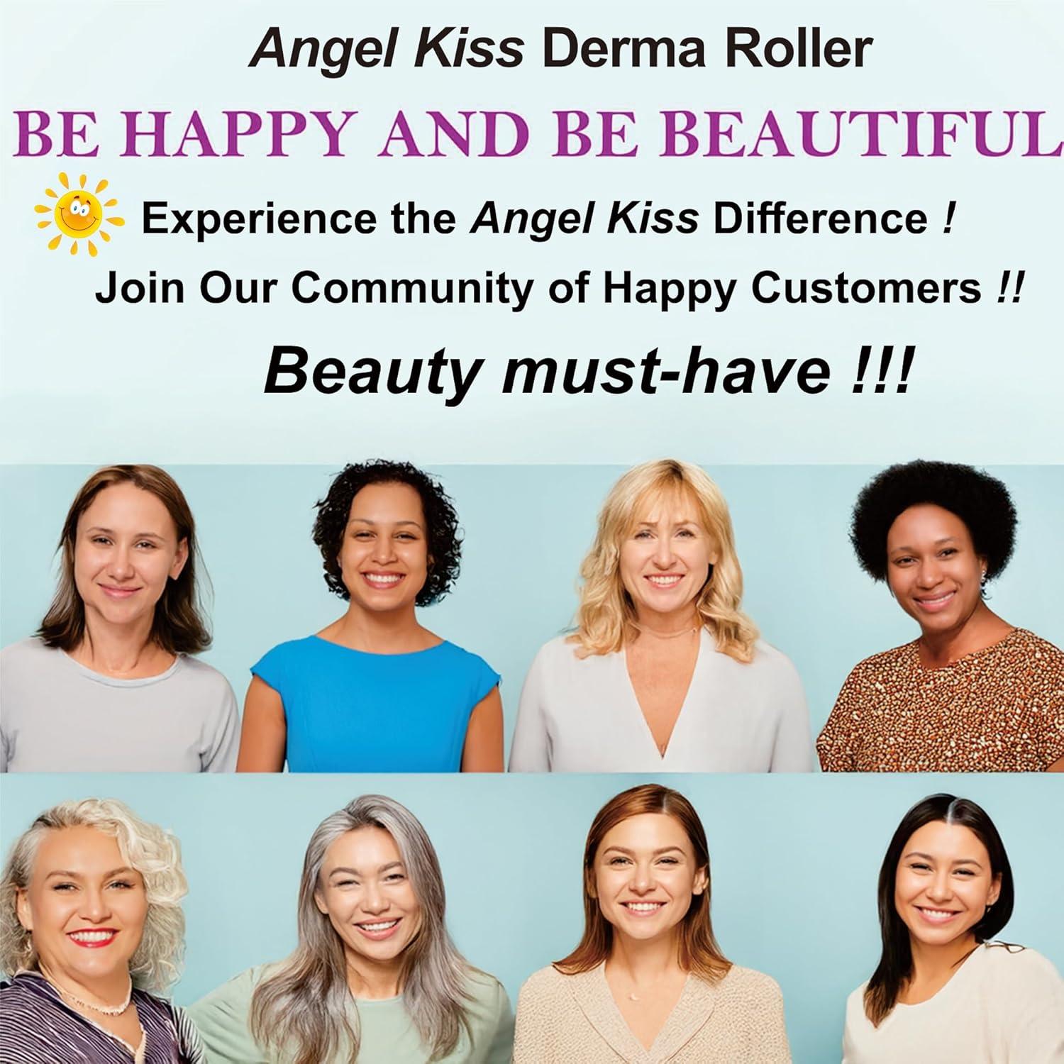 imageDerma Roller Real Needles Angel Kiss 030mm Microneedling Roller with Case 192 Stainless Steel Micro Needling Dermal Kit for Face Scalp Body At Home Microdermabrasion Roller for Women Men