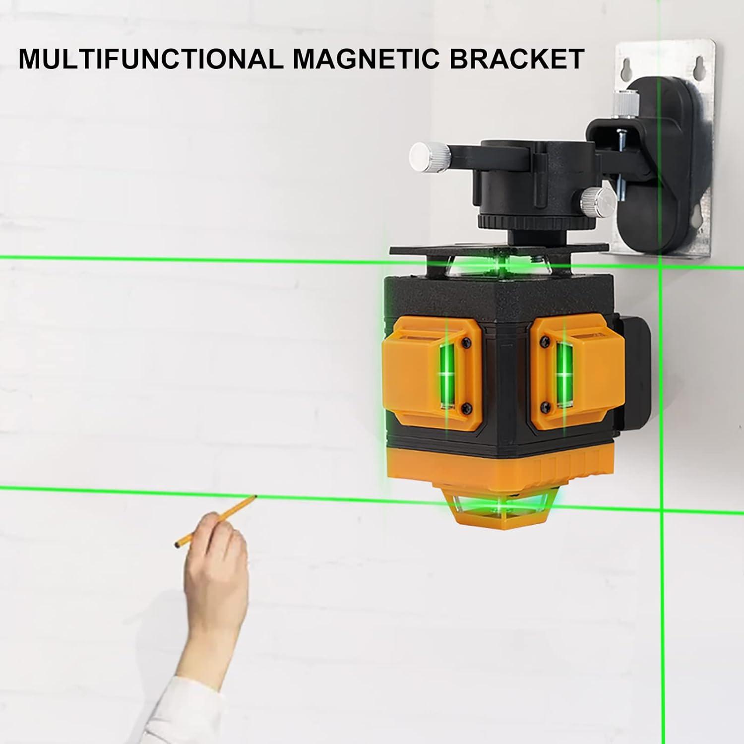 imageLaser Level SelfLeveling 4 x 360 4D Green Cross Bright Line Laser 100ft Range for Picture Hanging Tile Installation Indoor DIY ampamp Construction Magnetic Mount 2 Rechargeable Batteries