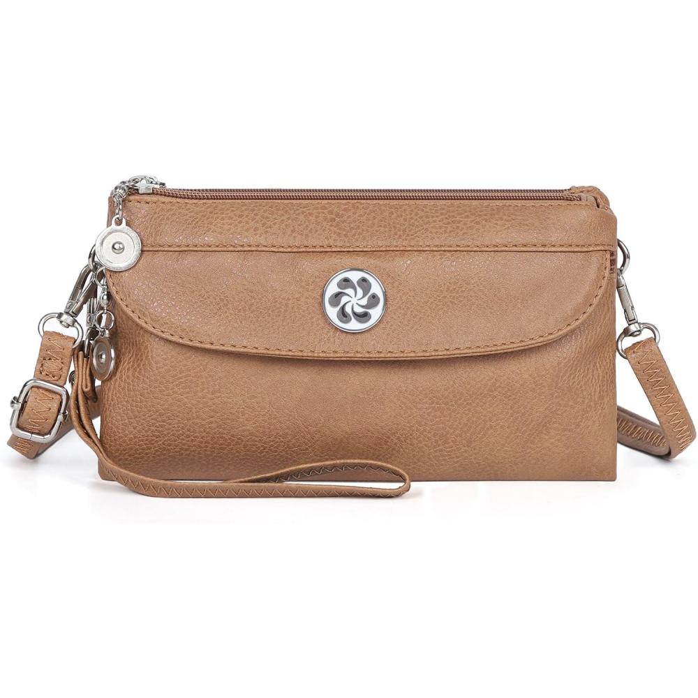 imageAngel Kiss Crossbody Bags Small Purses for Women Vegan Leather Cell Phone Wallet Purse with Wristlet Strap8003ulbrown