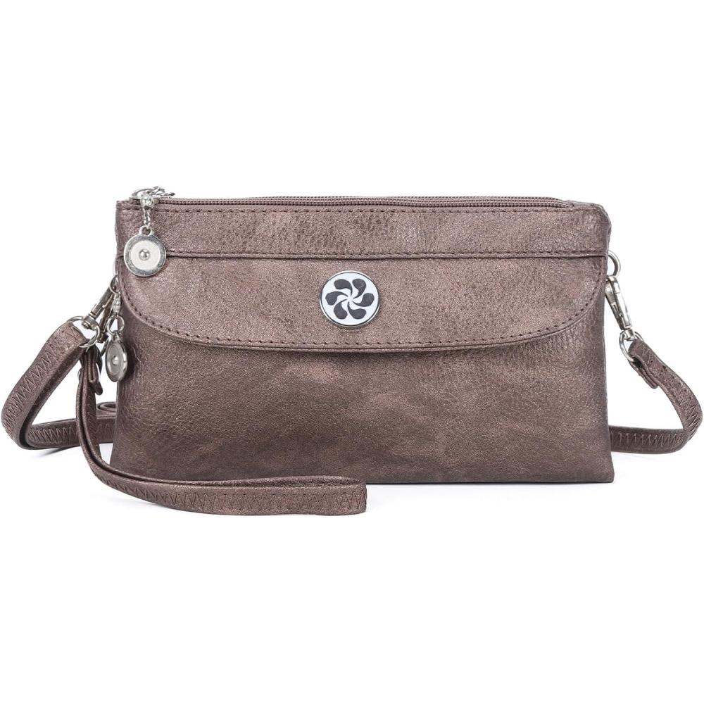 imageAngel Kiss Crossbody Bags Small Purses for Women Vegan Leather Cell Phone Wallet Purse with Wristlet StrapBronze