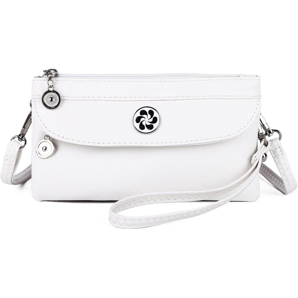 imageAngel Kiss Crossbody Bags Small Purses for Women Vegan Leather Cell Phone Wallet Purse with Wristlet StrapWhite
