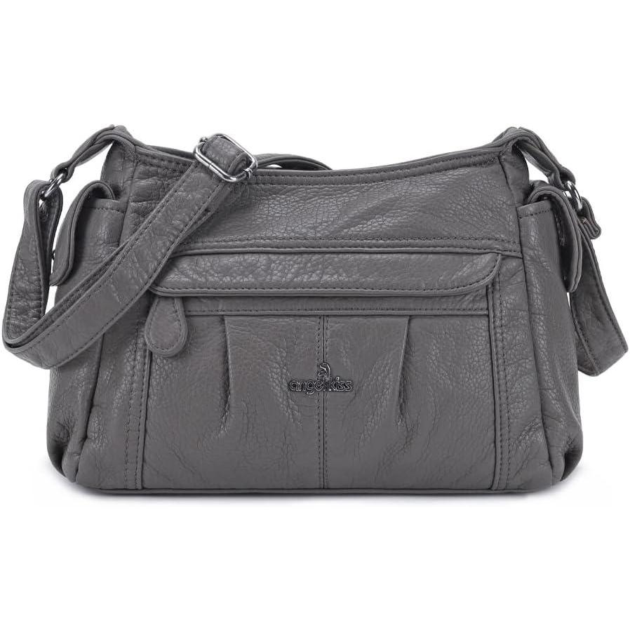 imageAngel Kiss Crossbody Bags for Women Ladies Shoulder Handbags and Purses Medium Faux Leather Pocketbooks130grey