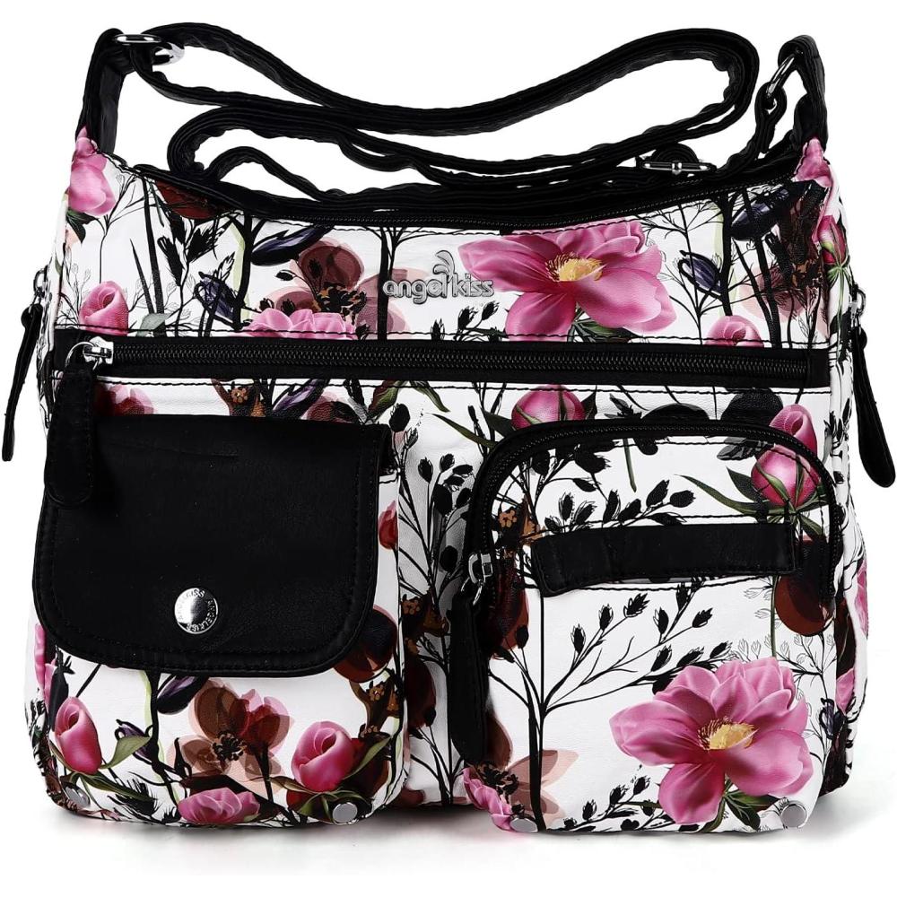 imageAngel Kiss Crossbody Bags for Women Ladies Shoulder Handbags and Purses Medium Faux Leather PocketbooksPinkBlack