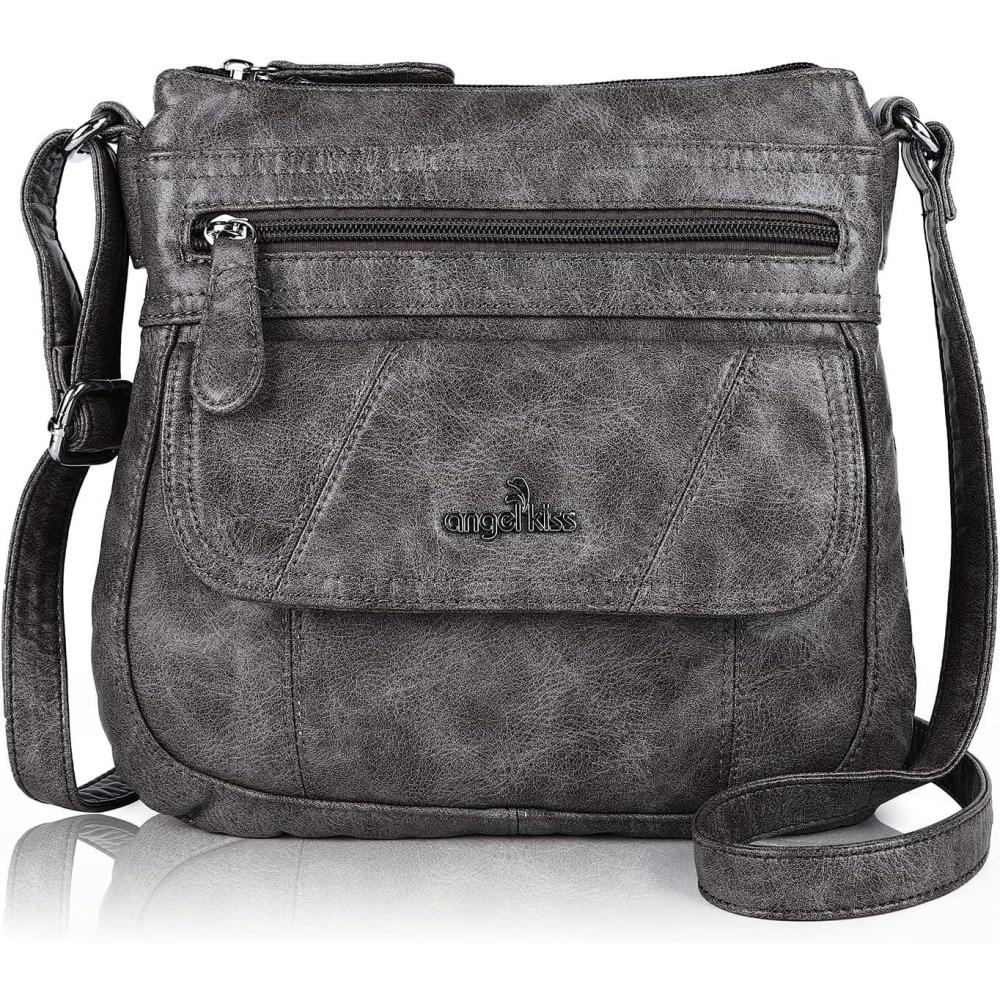 imageAngel Kiss Crossbody Bags for Women PU Leather Shoulder Handbag Ladies Purses and Handbag with adjustable Strap26grey