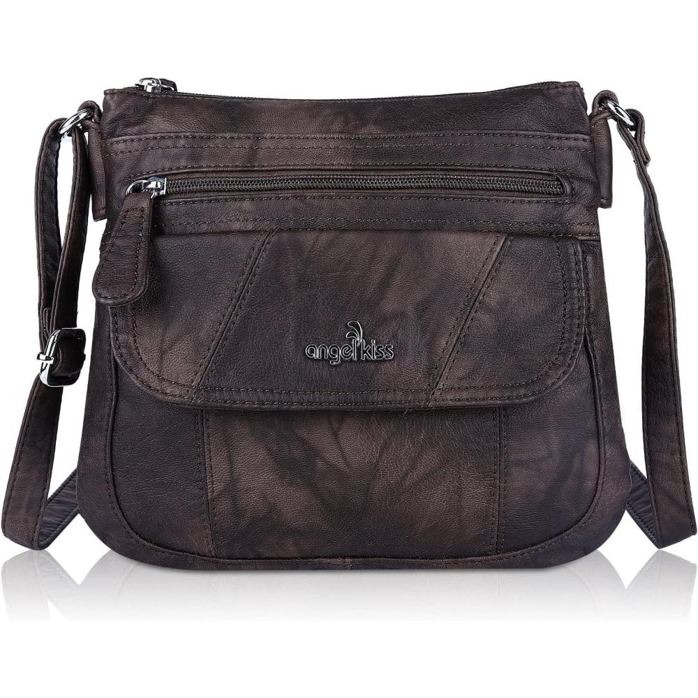 imageAngel Kiss Crossbody Bags for Women PU Leather Shoulder Handbag Ladies Purses and Handbag with adjustable StrapCoffee