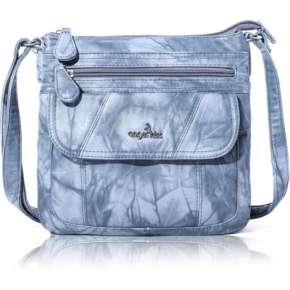 imageAngel Kiss Crossbody Bags for Women PU Leather Shoulder Handbag Ladies Purses and Handbag with adjustable StrapLake Blue