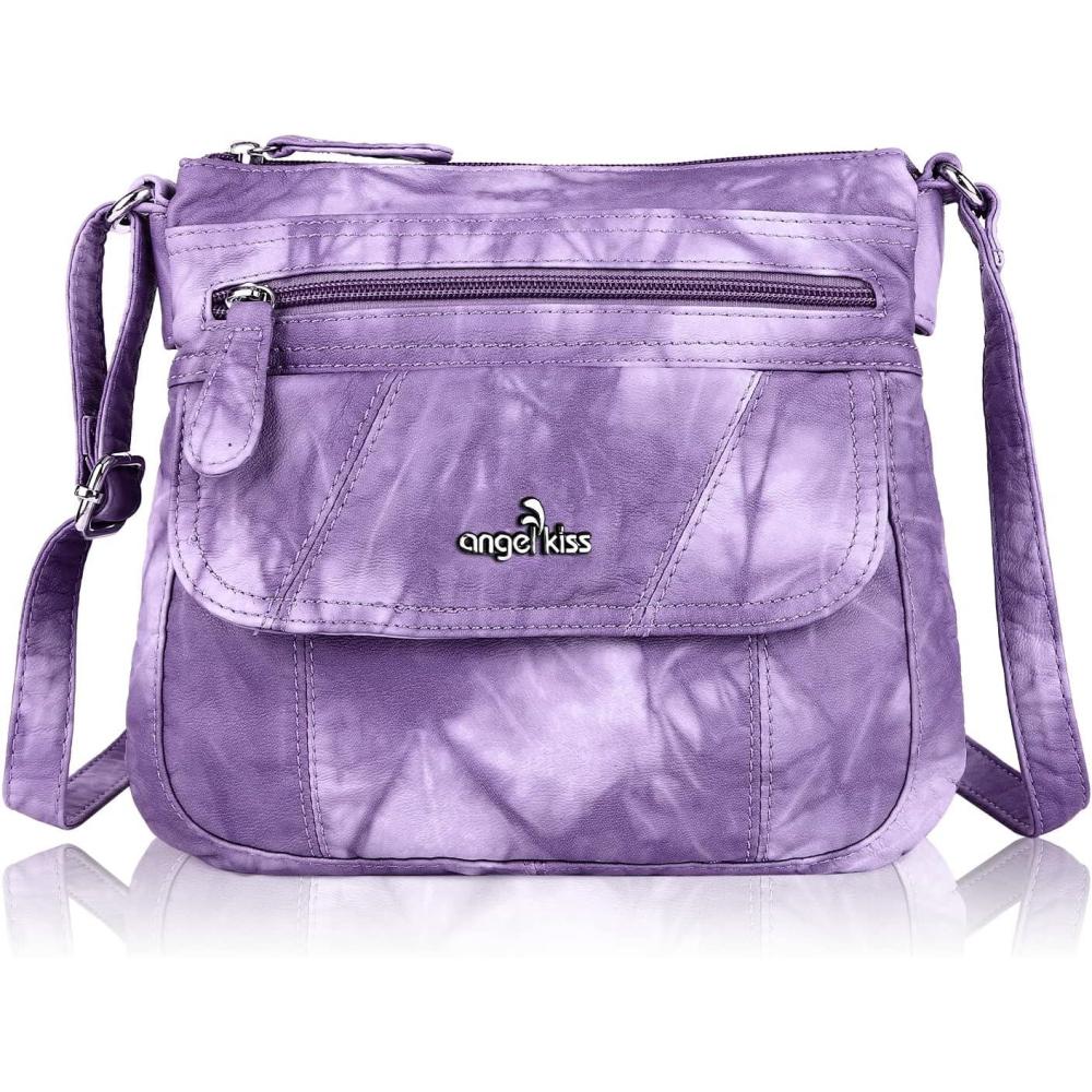 imageAngel Kiss Crossbody Bags for Women PU Leather Shoulder Handbag Ladies Purses and Handbag with adjustable StrapPurple