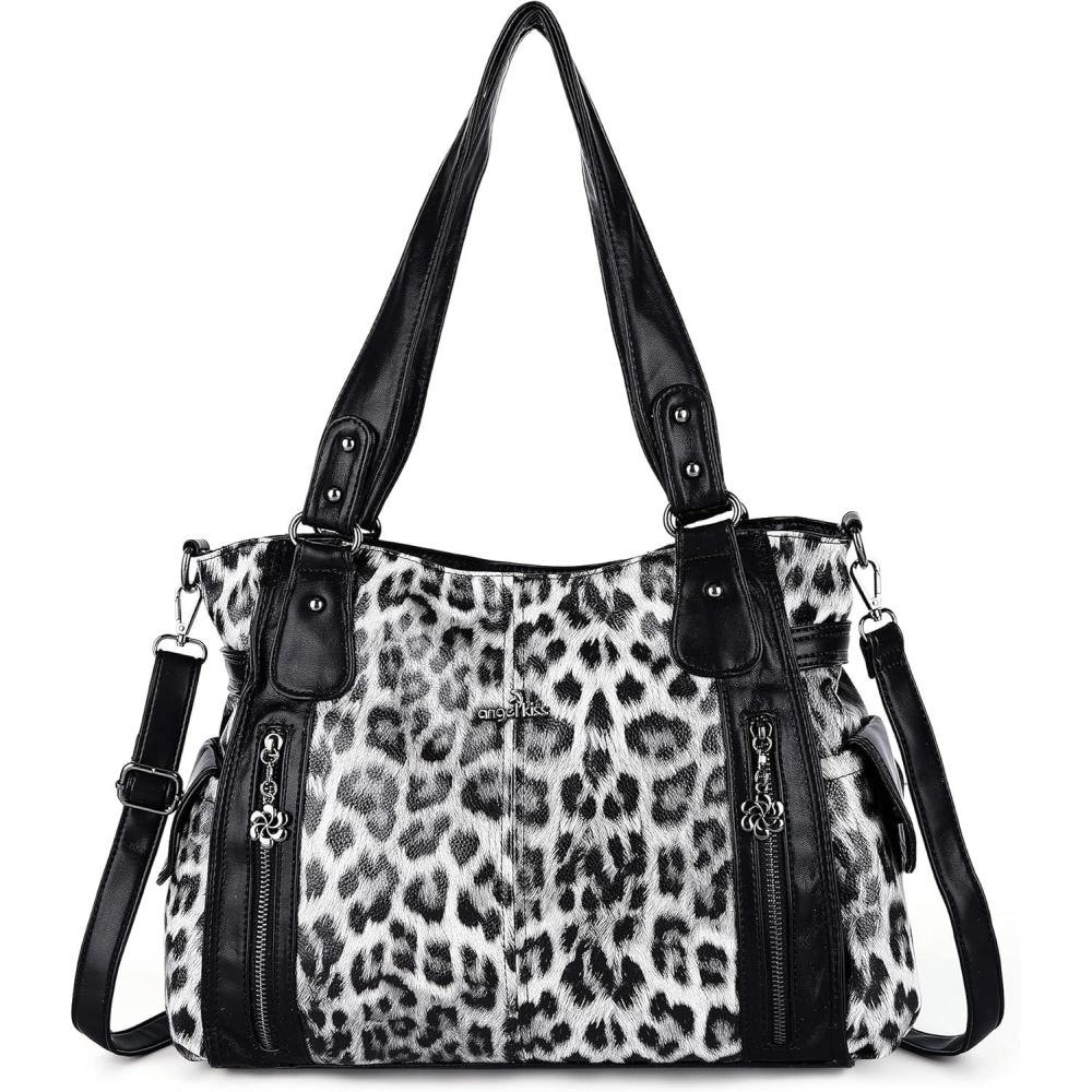 imageAngel Kiss Handbags for Womens TopHandle Hobo Purse Roomy Casual Shoulder Bags PU Tote Satchel Purse for Women1blackblack