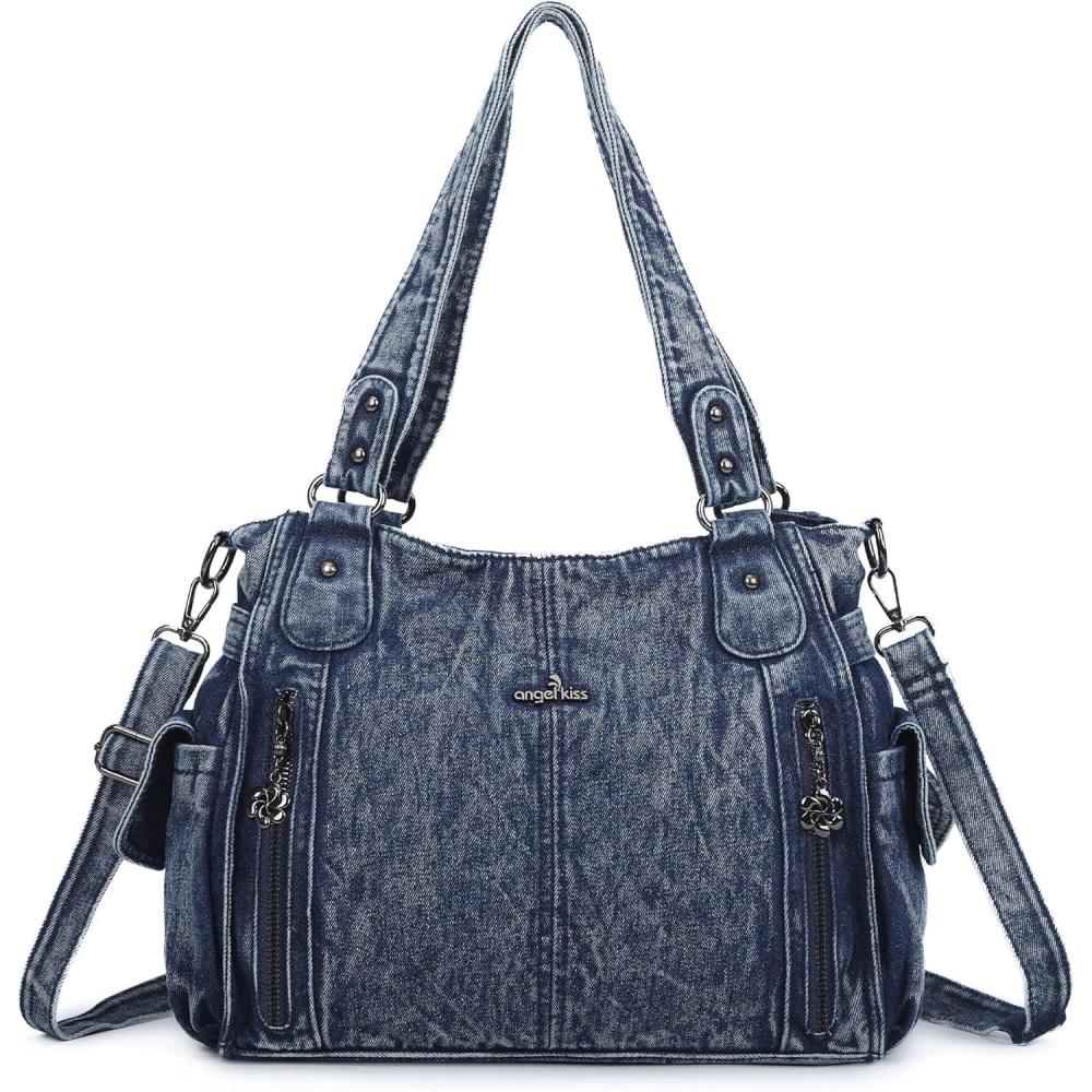 imageAngel Kiss Handbags for Womens TopHandle Hobo Purse Roomy Casual Shoulder Bags PU Tote Satchel Purse for Women1blue