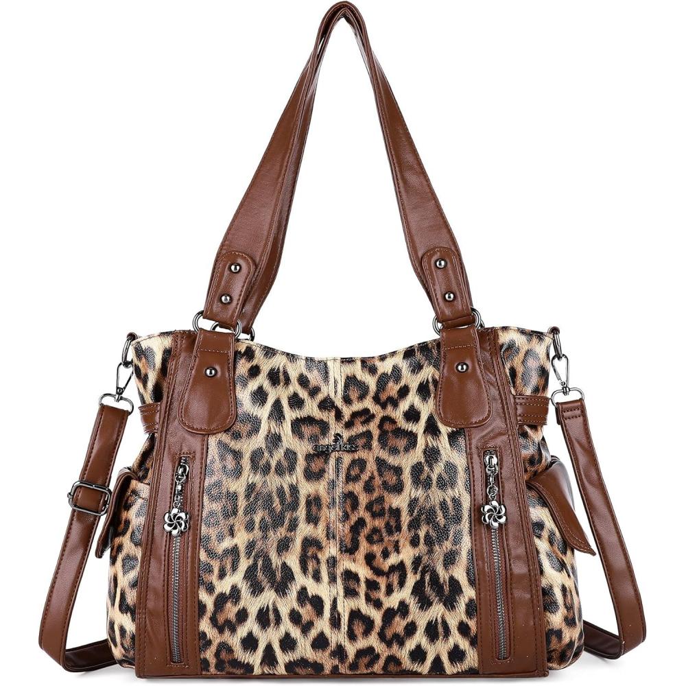 imageAngel Kiss Handbags for Womens TopHandle Hobo Purse Roomy Casual Shoulder Bags PU Tote Satchel Purse for Women1brownbrown