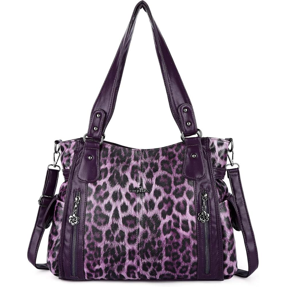 imageAngel Kiss Handbags for Womens TopHandle Hobo Purse Roomy Casual Shoulder Bags PU Tote Satchel Purse for Women1purplepurple