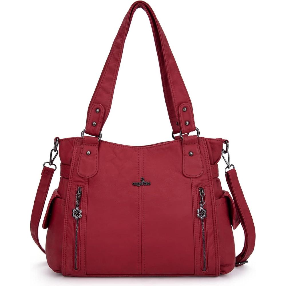 imageAngel Kiss Handbags for Womens TopHandle Hobo Purse Roomy Casual Shoulder Bags PU Tote Satchel Purse for Women1red