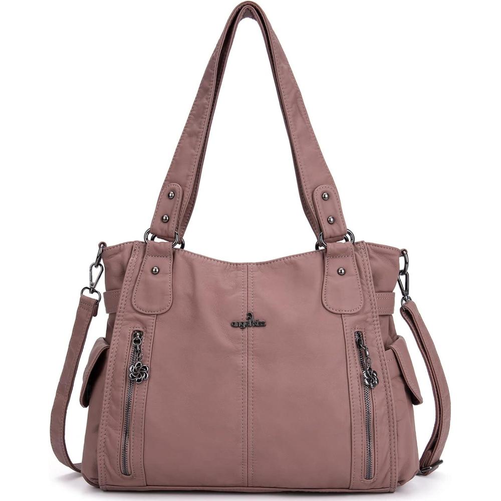 imageAngel Kiss Handbags for Womens TopHandle Hobo Purse Roomy Casual Shoulder Bags PU Tote Satchel Purse for Women6802pink
