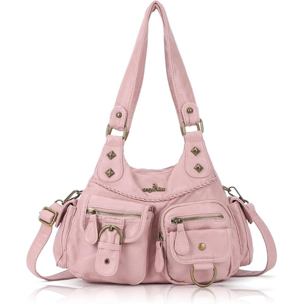 imageAngel Kiss Hobo Bags for Women Shoulder Bag Shoulder Purses and Handbags Vegan Leather Hobo Handbags Crossbody Bags6pink