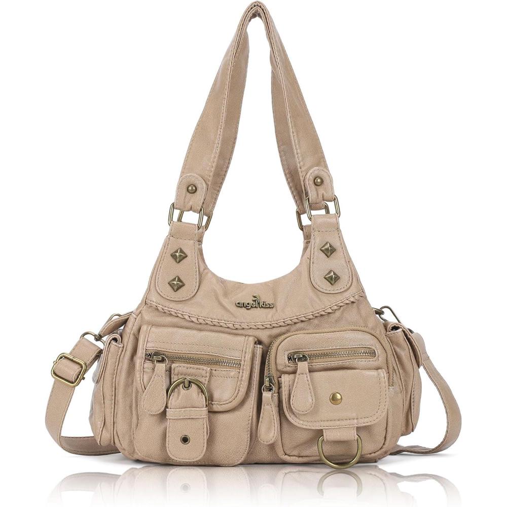 imageAngel Kiss Hobo Bags for Women Shoulder Bag Shoulder Purses and Handbags Vegan Leather Hobo Handbags Crossbody BagsApricot