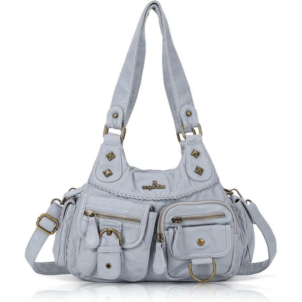 imageAngel Kiss Hobo Bags for Women Shoulder Bag Shoulder Purses and Handbags Vegan Leather Hobo Handbags Crossbody BagsGrey