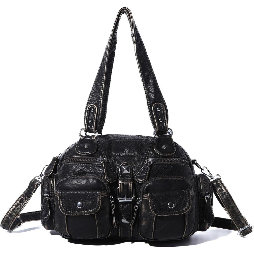 imageAngel Kiss Hobo Crossbody Purses for Women Shoulder Bag Multipocket Soft Hobo Purses Removable Strap Leather Handbags145bronze