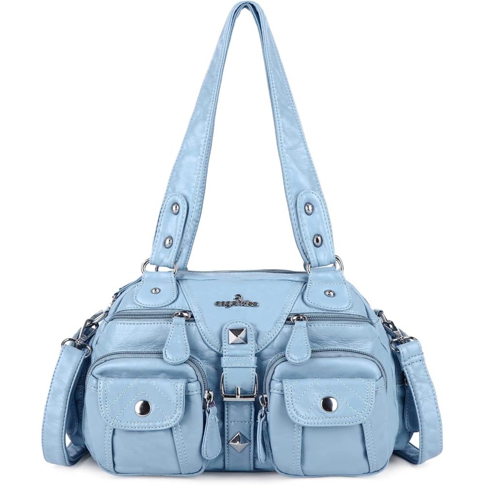 imageAngel Kiss Hobo Crossbody Purses for Women Shoulder Bag Multipocket Soft Hobo Purses Removable Strap Leather Handbags3sky Blue