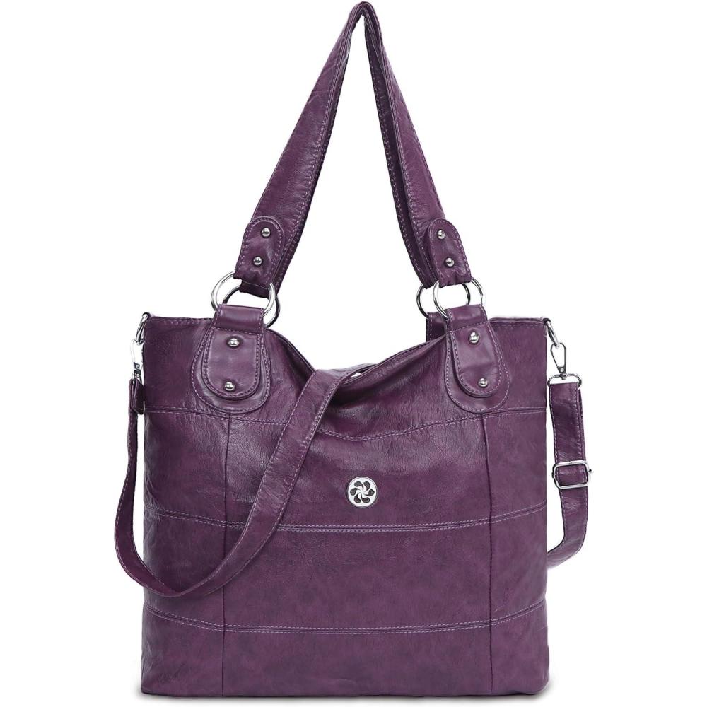 imageAngel Kiss Hobo Purses for Women MultiColor Striped Lattice Cross Body Shoulder Purse Bag Tote HandbagPurple