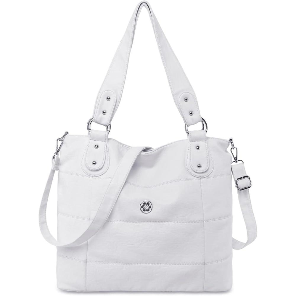 imageAngel Kiss Hobo Purses for Women MultiColor Striped Lattice Cross Body Shoulder Purse Bag Tote HandbagWhite