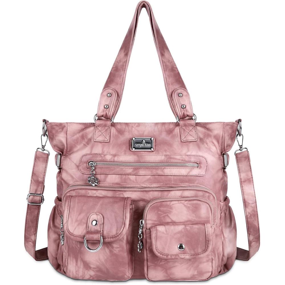 imageAngel Kiss Large Purses for Women Soft PU Leather Hobo Bag for Women Shoulder Bags8pink