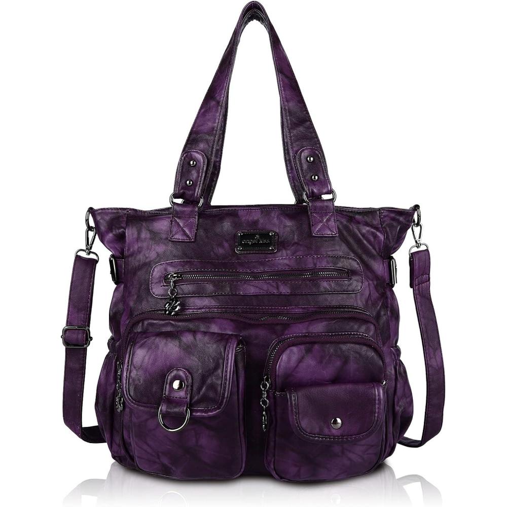 imageAngel Kiss Large Purses for Women Soft PU Leather Hobo Bag for Women Shoulder BagsDark Purple