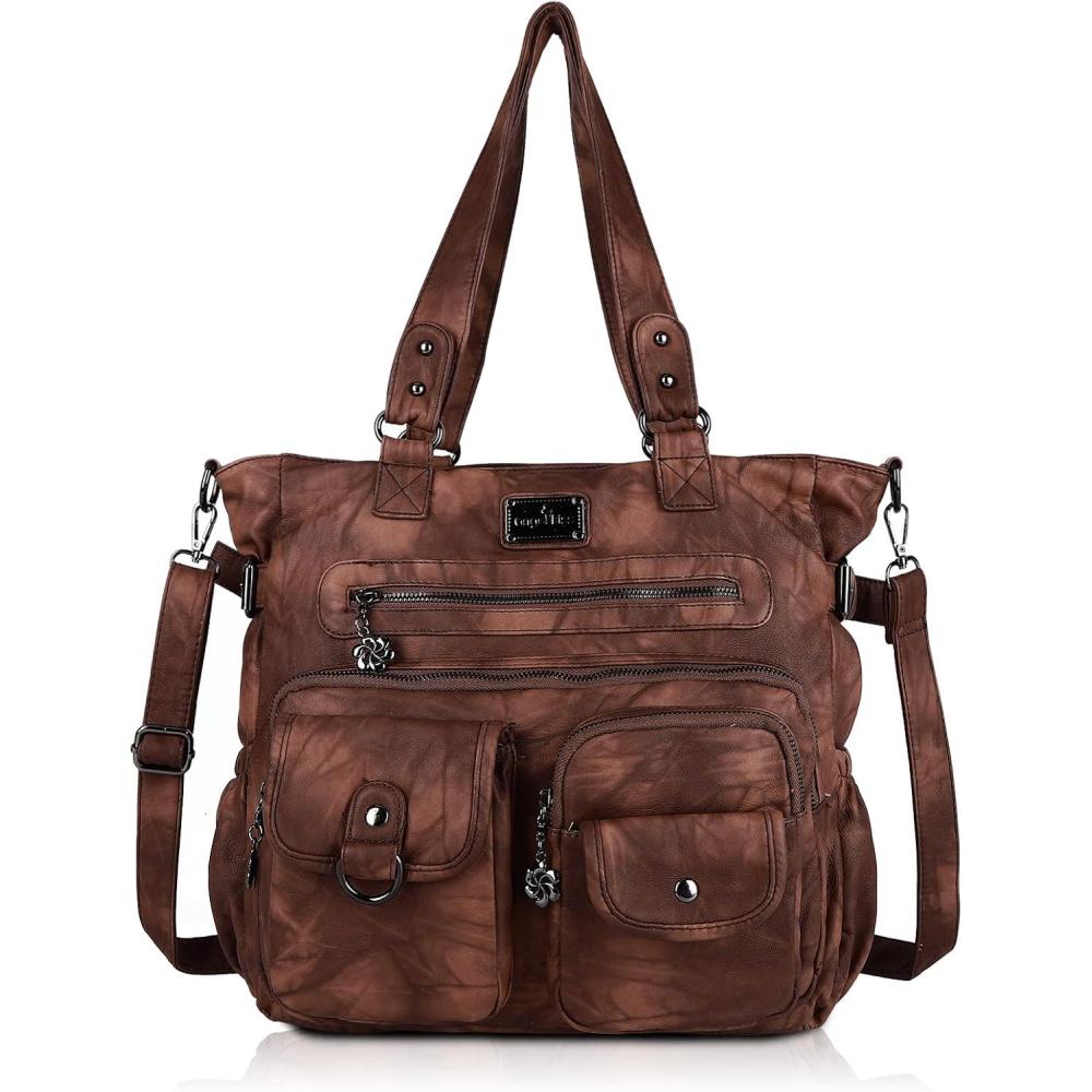 imageAngel Kiss Large Purses for Women Soft PU Leather Hobo Bag for Women Shoulder BagsStylish Brown