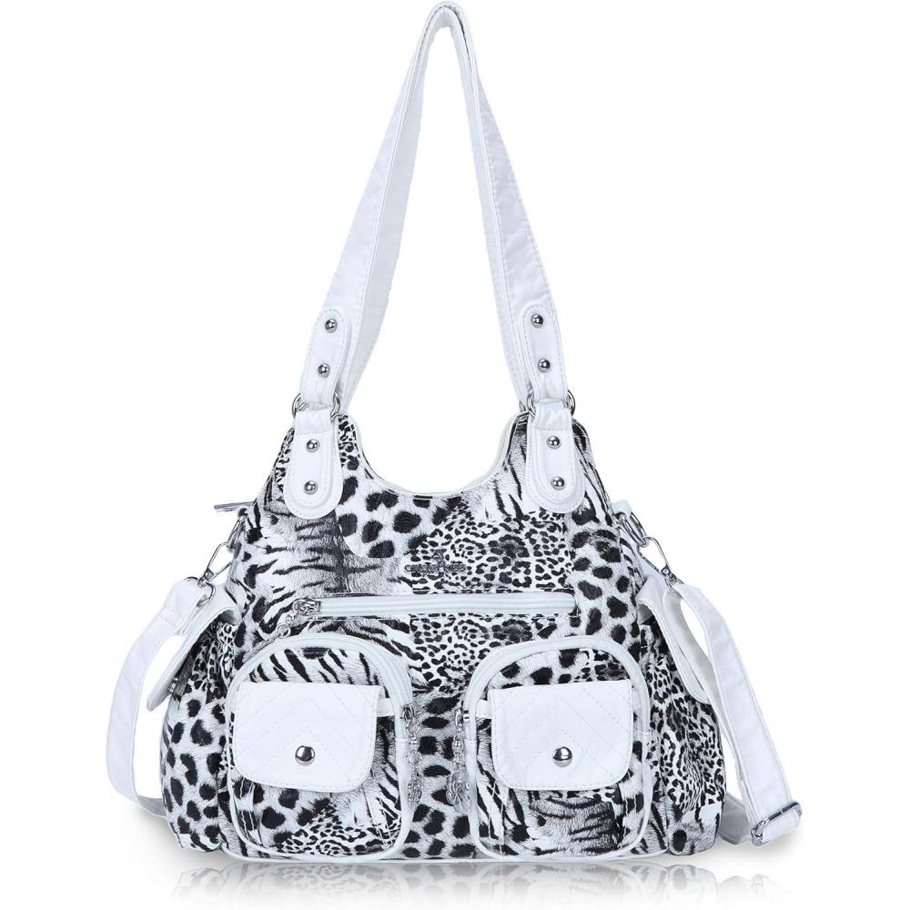 imageAngel Kiss Purses for Women Hobo Bag Soft PU Leather Shoulder Bag for WomenBlackwhite