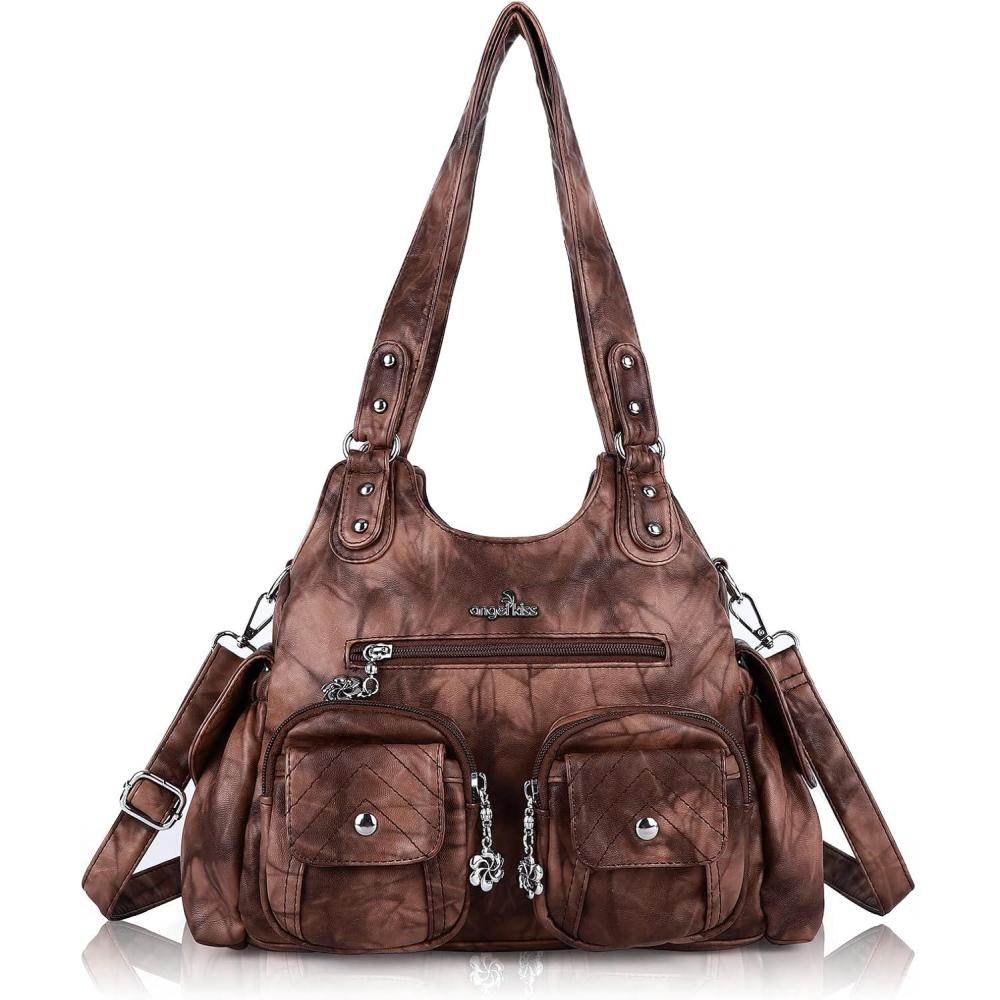 imageAngel Kiss Purses for Women Hobo Bag Soft PU Leather Shoulder Bag for WomenBrown