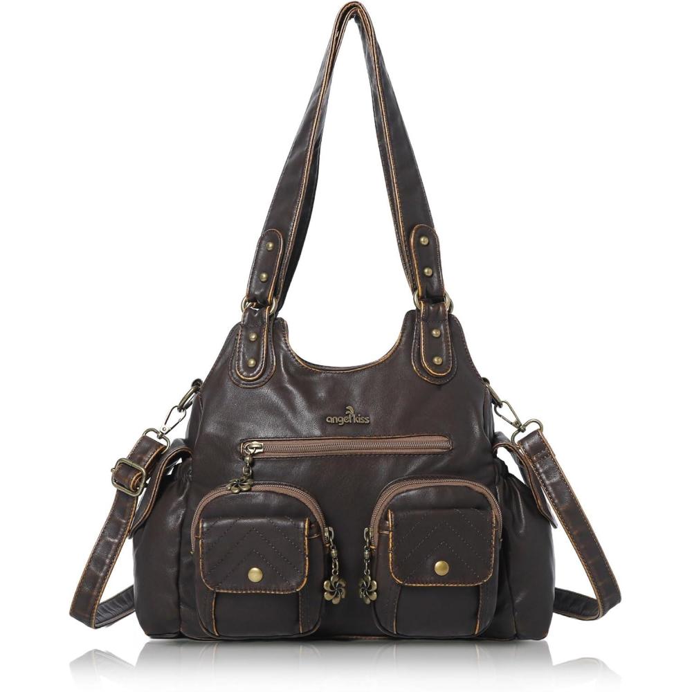 imageAngel Kiss Purses for Women Hobo Bag Soft PU Leather Shoulder Bag for WomenBrown801