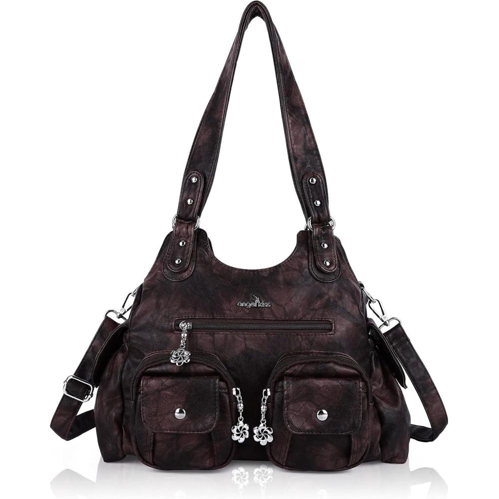 imageAngel Kiss Purses for Women Hobo Bag Soft PU Leather Shoulder Bag for WomenCoffee