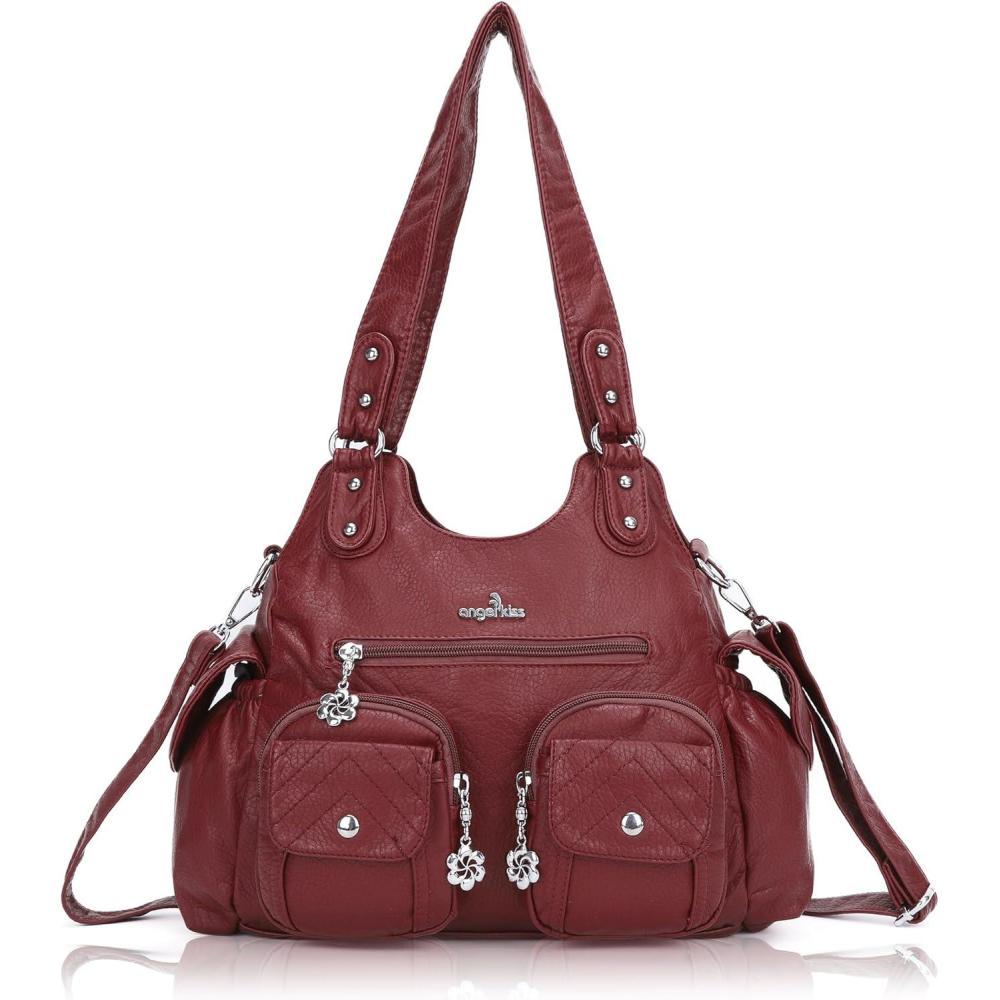 imageAngel Kiss Purses for Women Hobo Bag Soft PU Leather Shoulder Bag for WomenFashion Red