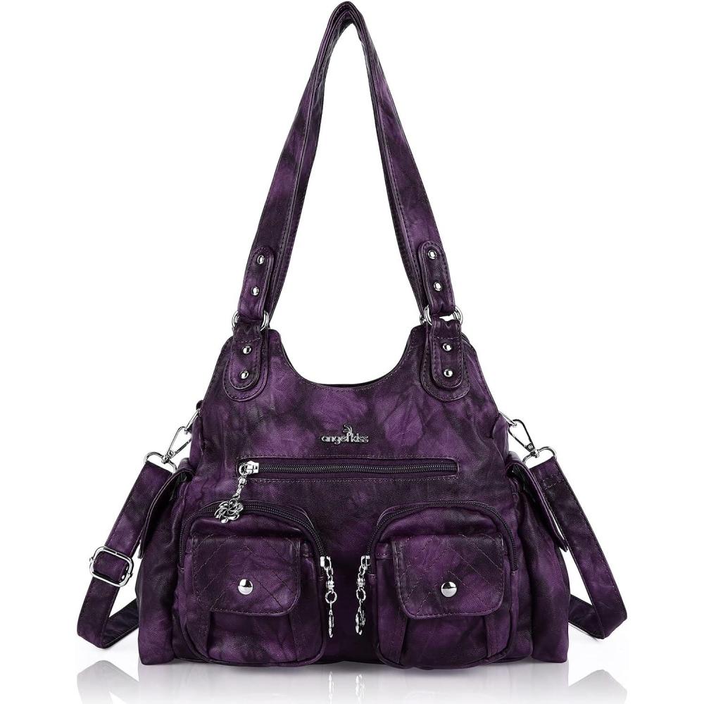 imageAngel Kiss Purses for Women Hobo Bag Soft PU Leather Shoulder Bag for WomenPurple