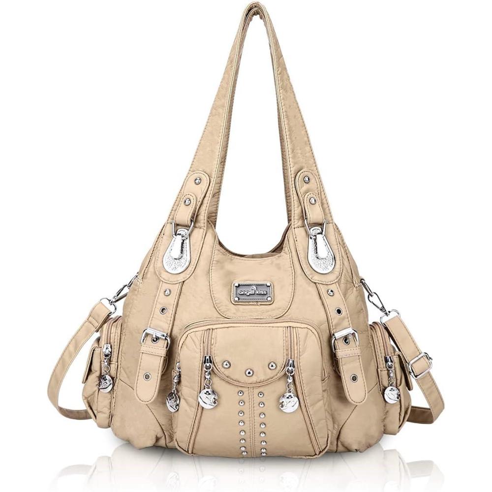 imageAngel Kiss Purses for Women Soft PU Leather Large Hobo Bags for Women Shoulder Bag15823apricotus