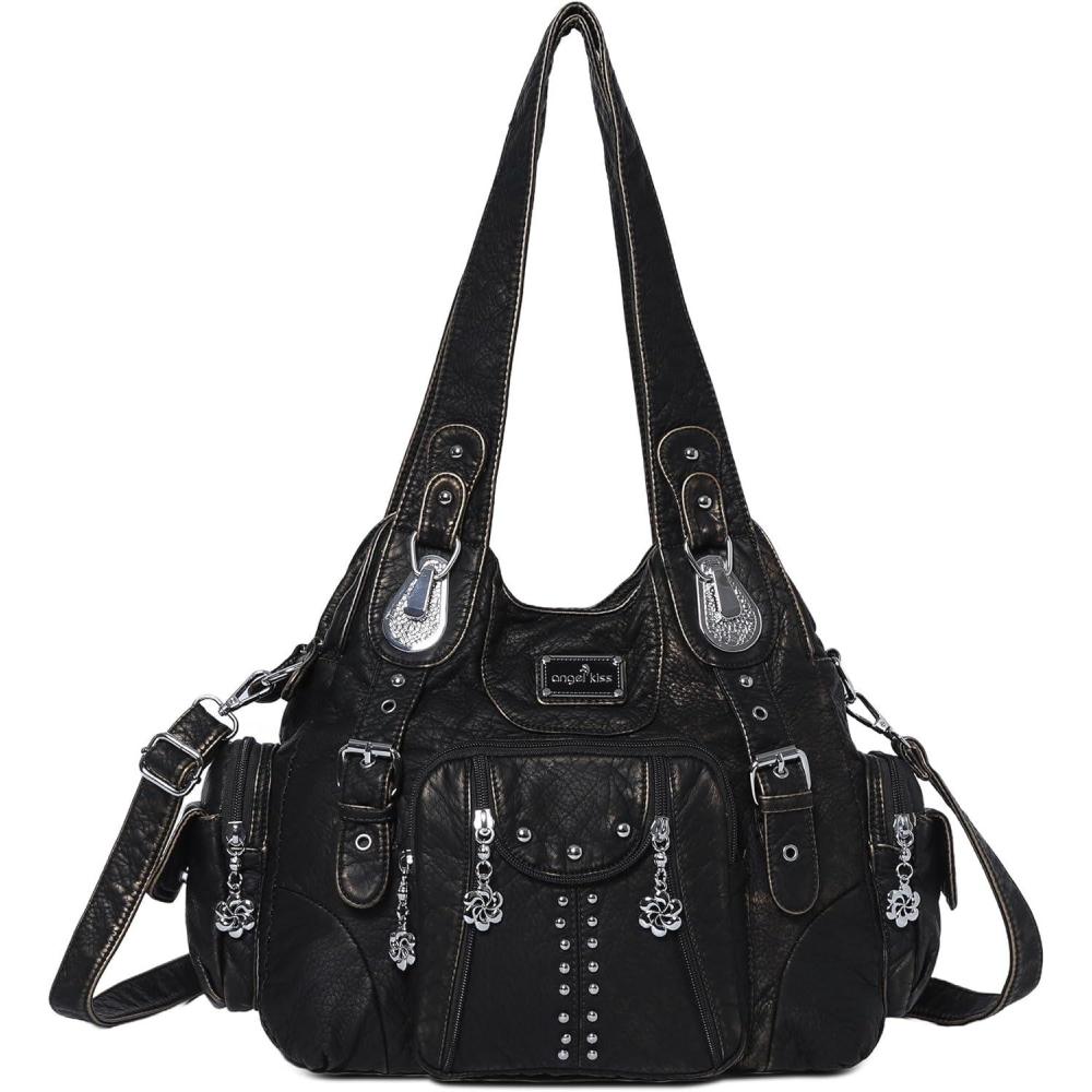 imageAngel Kiss Purses for Women Soft PU Leather Large Hobo Bags for Women Shoulder BagBronze