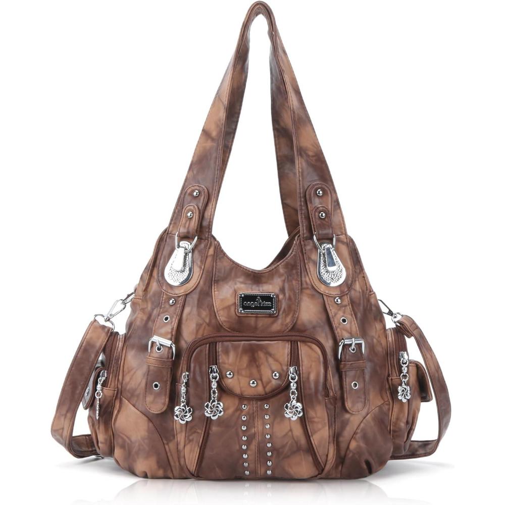 imageAngel Kiss Purses for Women Soft PU Leather Large Hobo Bags for Women Shoulder BagBrown6