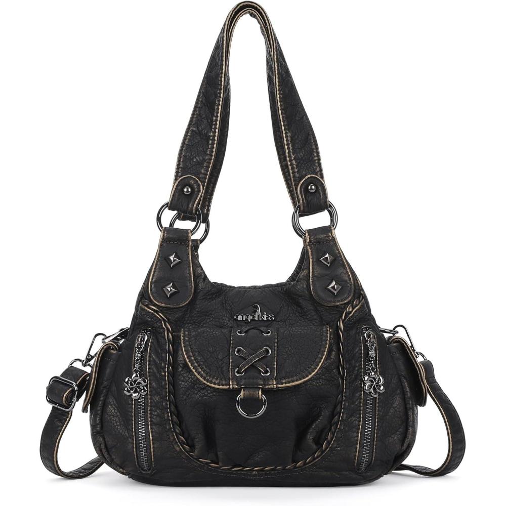 imageAngel Kiss Small Purses for Women Hobo Shoulder Bags Y2K Vegan Leather MultiPocket Handbags Designer Tote BagBronze