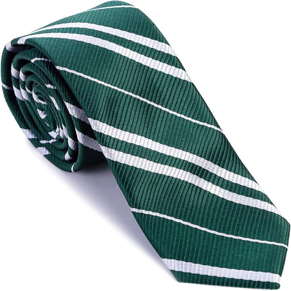 imageAngel Kiss Wizard Cosplay Tie for Halloween Dress Up Themed Party Costume Accessory Unisex Striped Necktie for Adults ampampTeensGreen