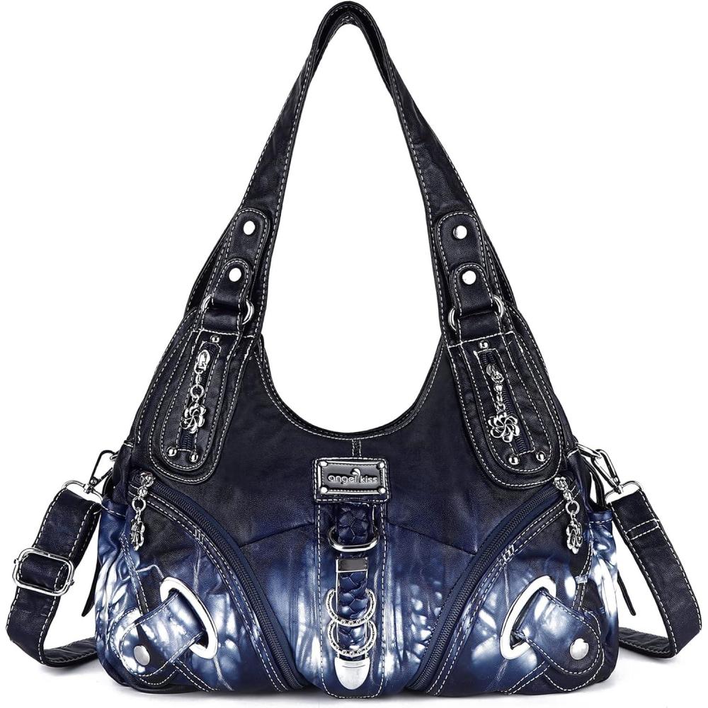 imageAngelkiss Hobo Purses and handbags for Women Satchel Handbag Women Purses Large Daily Shoulder BagsDeep Blue