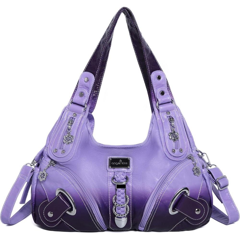imageAngelkiss Hobo Purses and handbags for Women Satchel Handbag Women Purses Large Daily Shoulder BagsZ3pueple